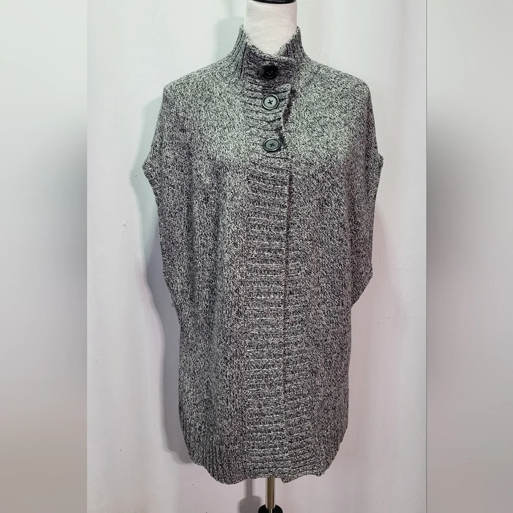 Worthington Women's Gray Turtle Neck Short Sleeve Knit Cardigan Sweater Size 1X - Picture 2 of 12